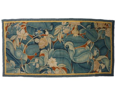 A panel of 16th century verdure feuilles de choux tapestry, circa 1550-80

Designed with flowers and large leaves,&nbsp; 163c