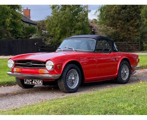 1972 Triumph TR6Registration no. JYC 426KChassis no. CP760060Mileage. 42,800MOT Expiry. 31/08/2021*A nicely restored Triumph 