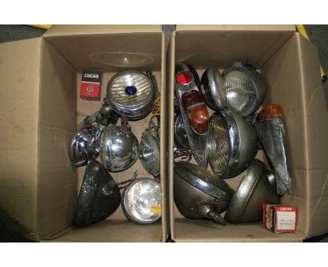 Assorted lamps and lighting,including pair of Lucas Bi-flex long range L150 headlights; a pair of Marchal type 632 driving li