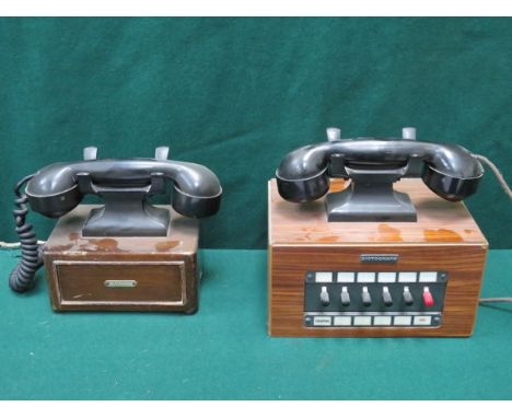 TWO VINTAGE WOODEN CASED DICTOGRAPH TELEPHONES 