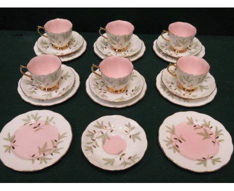 SET OF SIX ROYAL ALBERT 'BRAEMAR' CERAMIC TRIOS AND THREE OTHER PIECES 