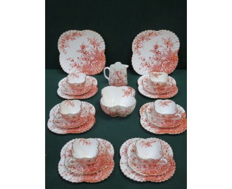 PARCEL OF FOLEY WILEMAN & CO FLORAL DECORATED AND GILDED TEAWARE, APPROXIMATELY TWENTY-FOUR PIECES 