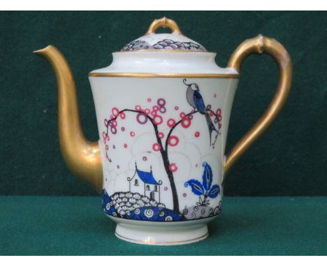 PRETTY GILDED CERAMIC COFFEE POT, STAMPED HAVILAND FRANCE, FOR STONIER & CO, LIVERPOOL, EDITION- EXPOSITION PARIS- 1925 (AT F