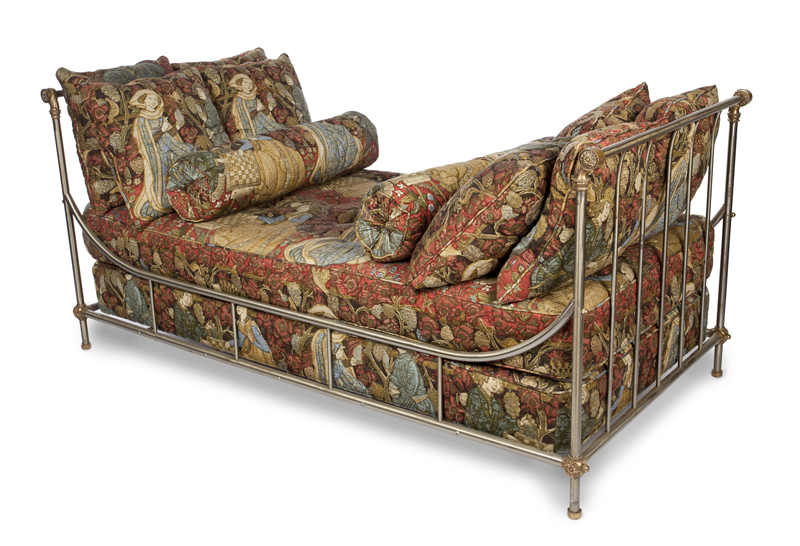 BRASS DAYBED An aluminum daybed with brass accents having cushions and