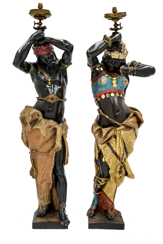 PAIR OF BLACKAMOOR CANDLESTICKS Vintage candle holders, the pair ...