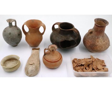 A collection of Neolithic, Han and Tang Dynasty vessels (8), all with faults. Not available for in-house P&PWarrington Auctio
