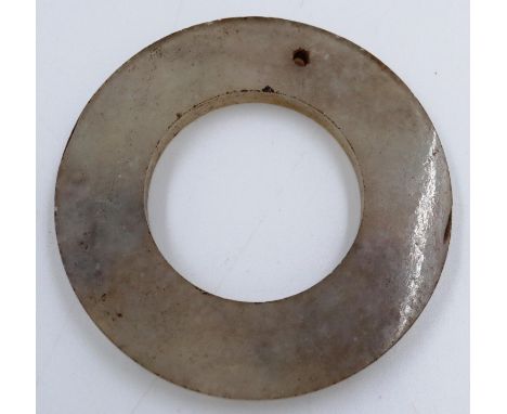 Chinese white jade circular pendant, D: 55 mm. P&P Group 1 (£14+VAT for the first lot and £1+VAT for subsequent lots)Warringt
