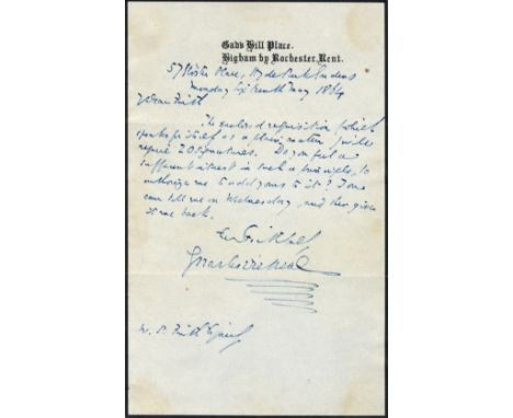 DICKENS CHARLES: (1812-1870) English Novelist. A.L.S., Charles Dickens, one page, 8vo, Gloster Place, Hyde Park Gardens (alth