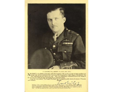 BISHOP BILLY: (1894-1956) Canadian Air Marshal, the top Canadian flying ace (72 victories) of World War I. Victoria Cross win