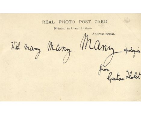 HOLST GUSTAV: (1874-1934) English Composer. A.N.S., Gustav Holst, to the verso of a picture postcard featuring an image of th