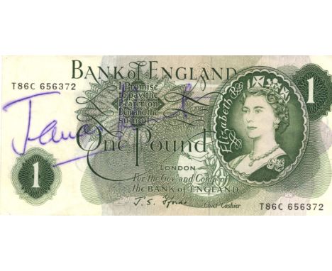 FAMOUS MEN & WOMEN: An unusual, small collection of individually signed Bank of England £1 notes (and one £5 note) by various