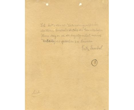 SAUCKEL FRITZ: (1894-1976) German Politician of World War II, Gauleiter of Thuringia 1927-45 and General Plenipotentiary for 
