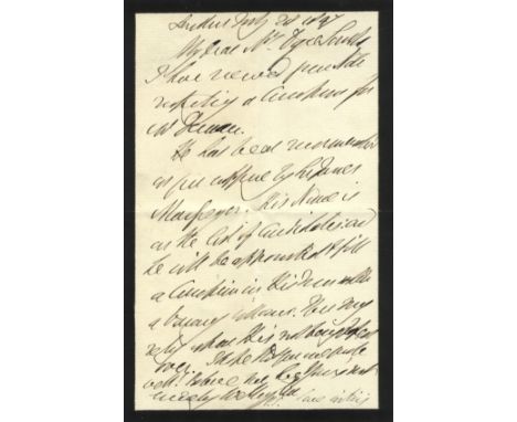 WELLINGTON DUKE OF: (1769-1852) Anglo-Irish Field Marshal &amp; British Prime Minister 1828-30, 1834. A.L.S., Wellington, two