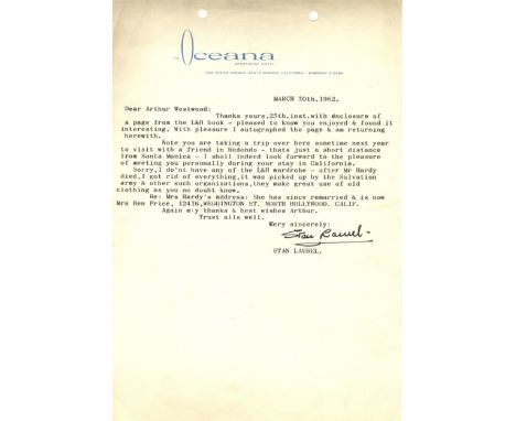 '…I don't have any of the L&amp;H wardrobe - after Mr Hardy died, I got rid of everything,  it was picked up by the Salvation