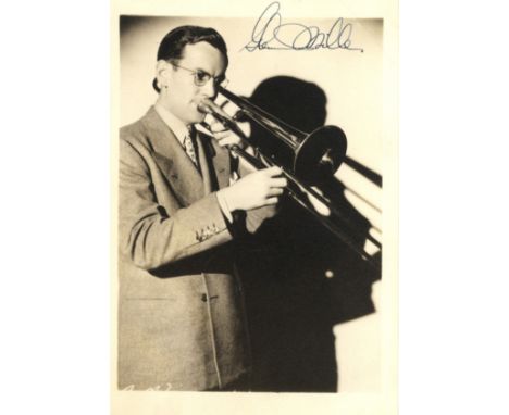 MILLER GLENN: (1904-1944) American Jazz Musician and Bandleader. Vintage signed sepia 5 x 7 photograph of Miller standing in 