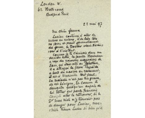 PISSARRO CAMILLE: (1830-1903) French Impressionist Painter. Incomplete A.L., unsigned, being the first page of a longer lette
