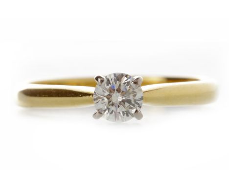 EIGHTEEN CARAT GOLD DIAMOND SOLITAIRE RINGwith a four claw set round brilliant cut diamond of approximately 0.25 carats, size