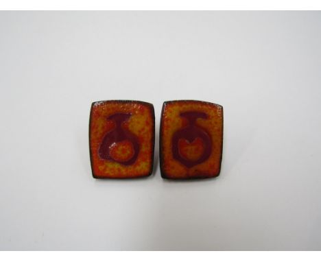 A pair of Brondsted Danish pottery lamp clip-on earrings 