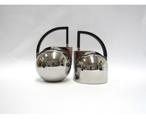 Oliver Hemming 1990's Nio range stainless steel kettle and ball teapot, max height 21cm 