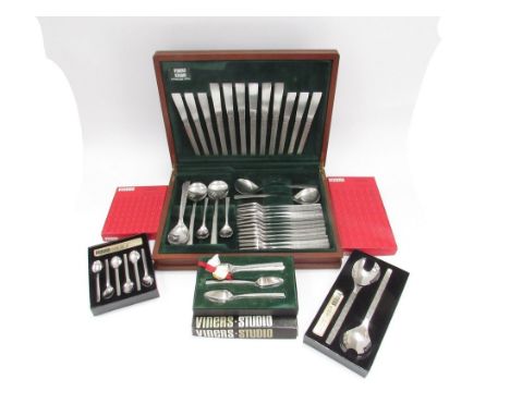 A canteen of Viners 'Studio' range cutlery designed by Gerald Benney, plus a boxed set of grapefruit spoons in 'Studio' range