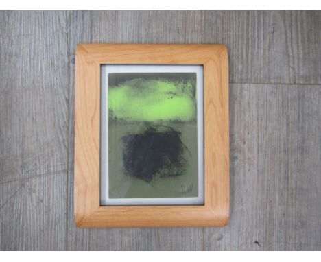 ROBIN WELCH (1936-2019) A framed abstract oil on board painting, installed RW, from the late studio potter. Image size 17.5cm