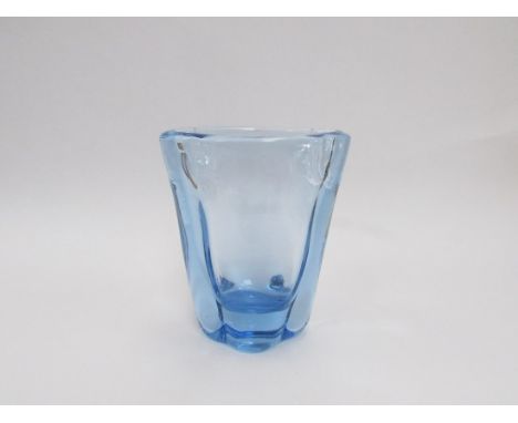 A Whitefriars lobed vase in Sapphire colourway designed by James Hogan. Shape No.9385. 19.5cm high 