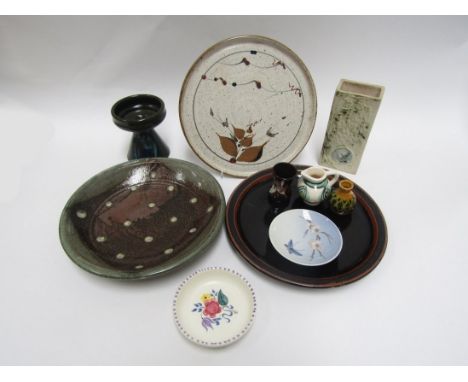 A collection of assorted studio pottery including Winchcombe Pottery, Truro pottery, Mike Powers etc.   Tallest 16cm 
