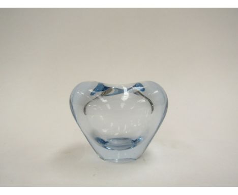 A Holmegaard small heart shaped vase by Per Lutken. Signed. 6.5 cm high 