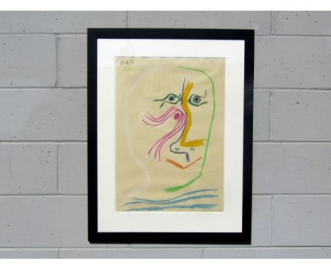 After Pablo Picasso (1881-1973) A framed and glazed colour lithograph poster, 'Hommage a Rene Char (Czwiklitzer, 348) Signed 