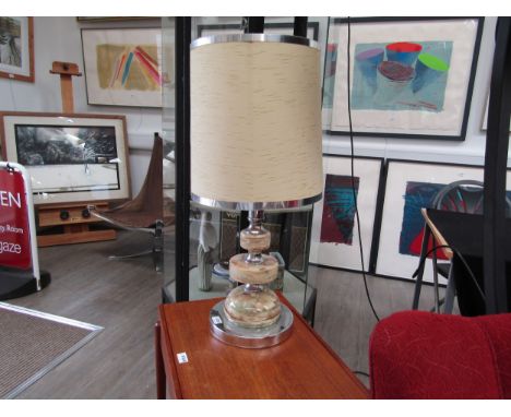 A large Onyx marble lamp with original shade,  76cm high including shade. 