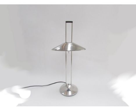 A 'Regina' desk lamp designed by Jorge Pensi for B.Lux of Spain. Stainless steel and polished aluminium. 58cm high 