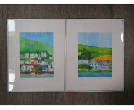 ALAN SWINGLER (XX/XXI) Two framed and glazed watercolours of houses, in the David Hockney style, one signed and dated 2012. I