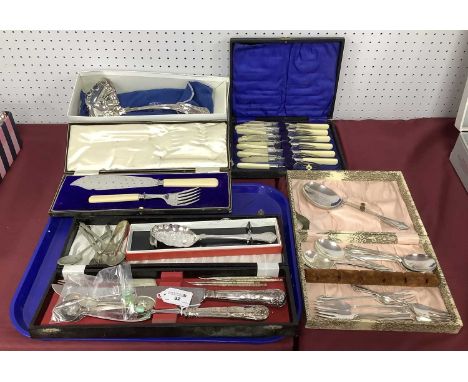 A Swiss Spoon, stamped "KABA" "925 E10" "Sigvard Bernadotte" and "Unicef"; together with assorted plated cutlery including ha