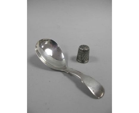 A Provincial Hallmarked Silver Fiddle Pattern Caddy Spoon, PI, Newcastle 1813, with fig shape bowl; together with a Chester h