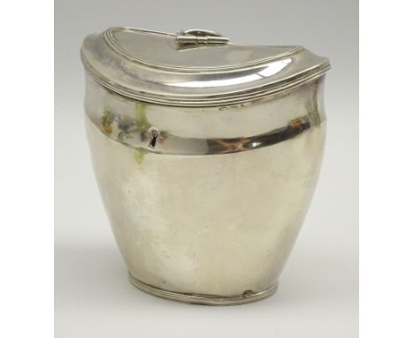 Early 19th Century Dutch silver oval tea caddy with reeded decoration H9cm The Hague 1807/8 Maker Francois Simons 7.9oz Condi