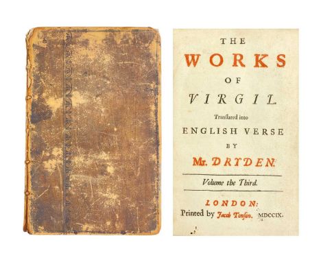John Dryden (trans) The Works of Virgil Third volume only, ealry edition, full calf rubbed and chipped, red and black printed