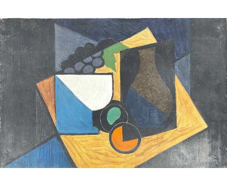 Frederick ROBERTS JOHNSON (1900-1986) Cubist Fruit Bowl  Oil on canvas, 46cm x 30.5cm. Frederick Roberts Johnson and Arthur W