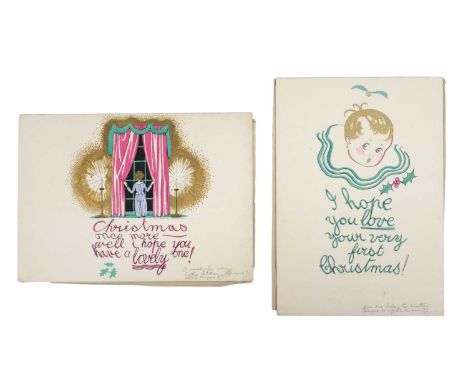 Arthur WRAGG (1903-1976) Two Christmas Card designs  Each mixed media with pencil inscriptions, 26.5cm x 18.5cm.Frederick Rob