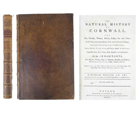 William Borlase The Natural History of Cornwall First edition, contemporary full calf, morocco label and raised band to spine