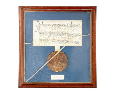 The Great Seal of James I Licence to Sir Edward Heron to alienate land in Kent to Sir Oliver Boteles, 1st December 1609 Ink o