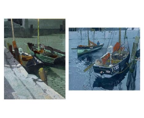 Frederick ROBERTS JOHNSON (1900-1986) Two Harbour Views  Each pastel on card, 29.5cm x 23.5cm and 22.5cm x 25.5cm, 56cm x 40c