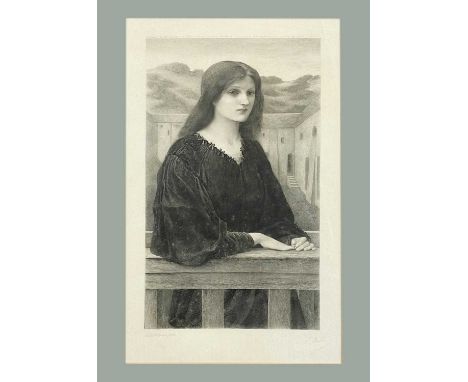 Emile Boilvin after Edward Coley BURNE-JONES (1833-1898) Vespertina Quies  Etching on vellum, signed by Burne-Jones and Boilv