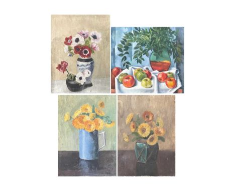 Frederick ROBERTS JOHNSON (1900-1986) Four Still-Life Studies  Each oil on board, ranging from 32cm x 35.5cm to 35.5cm x 25cm