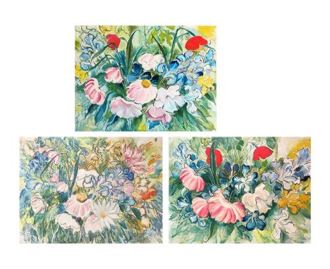Frederick ROBERTS JOHNSON (1900-1986) Three Floral Studies  Each oil on board, each 61cm x 45.5cm.Frederick Roberts Johnson a