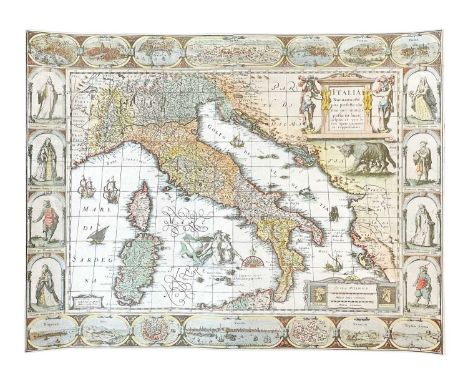 Jodocus Hondius after Mercator Italia Nuovamente piu perfetta che mai per inanzi posta in luce, scolpita et con le suoi figur