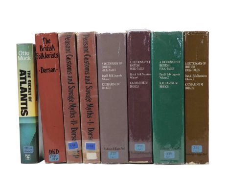 (Folklore) Katharine M. Briggs A Dictionary of British Folk-Tales Four volumes, ex libris labels Courtney Library, unclipped 