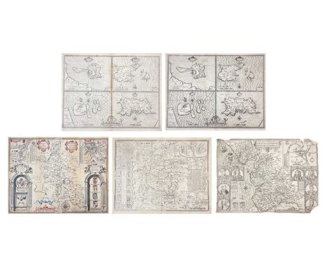 John Speed (1551/2–1629) Five copper engraved maps 'The Countie Pallatine of Lancaster Described and Divided Into Hundreds 16