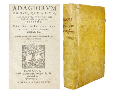 Erasmus (Desiderius) Adagiorum omnium, quae a Junio, caeterisque, post Erasmi Chiliadas, in lucem prodierunt, epitome,  Conte