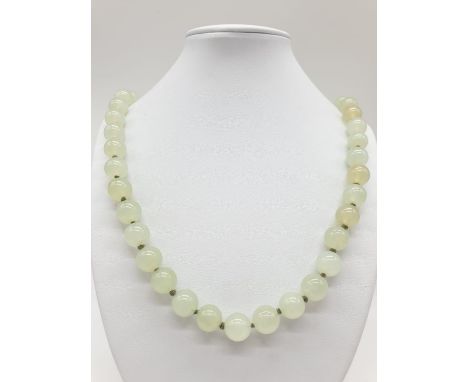 Light transparent jade necklace, weight 117g and 64cm long approx 