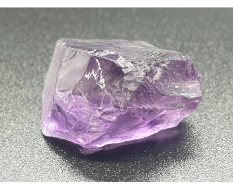 20.21 Ct Loose Natural Amethyst. Rough shape. IDT certified 
